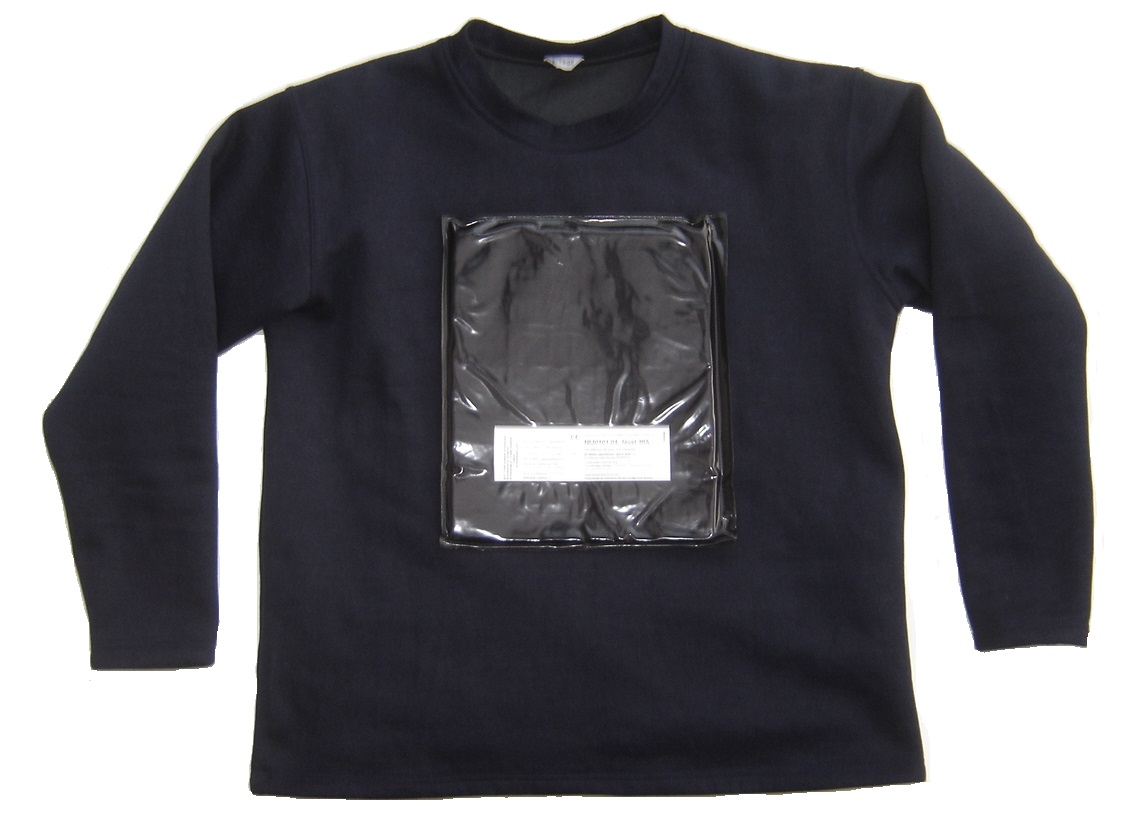 Multi layer cut resistant navy blue sweater VBR-Belgium with 3A stab and bulletproof packets 25x30cm
